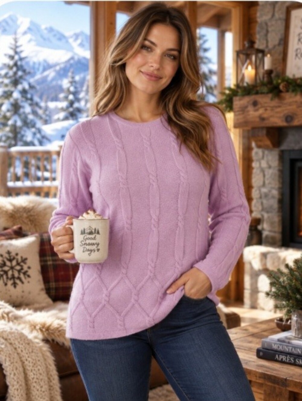 Bleyle Lavender Cozy Comfy Cable Knit Marino Wool Long Sleeve Sweater Medium